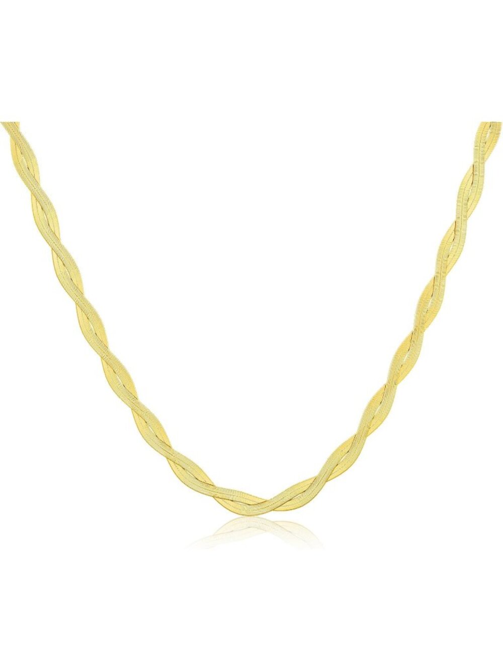 Women's Twisted Herringbone Non Tarnish Chunky 14k Gold Plated Layered Necklaces